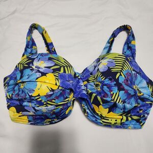 Lands End Bikini Top Adult Size 4 DDD Tropical Twisted Front Underwire Womens